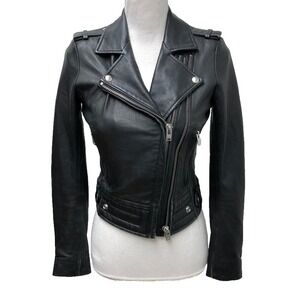 Iro Luiga Lambs Leather Moto Biker Jacket Womens 36 Small Black Gorpcore